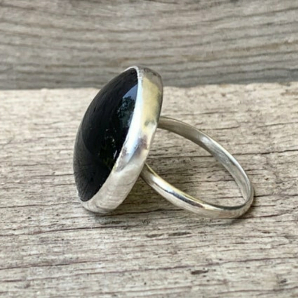 Black onyx sterling silver ring - Picture 3 of 4